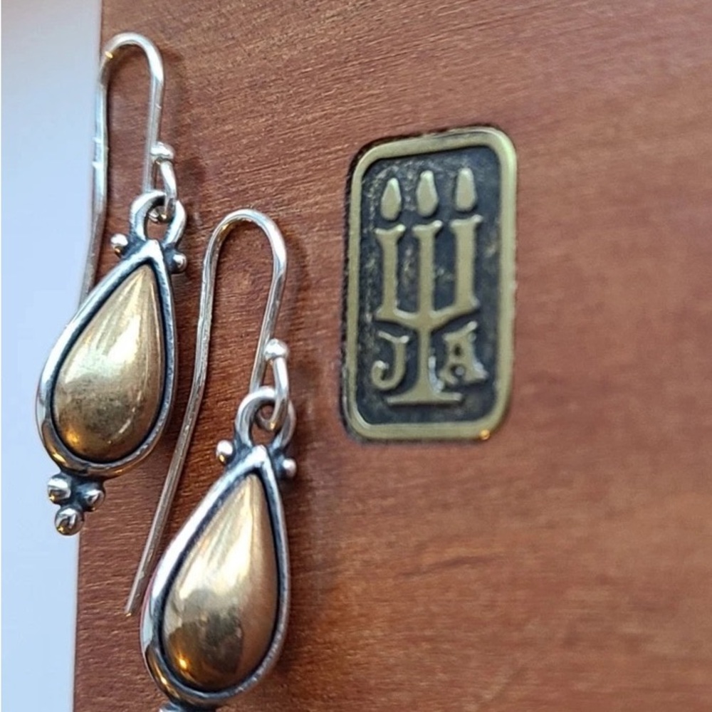James Avery Teardrop Silver & Bronze Earrings (ret)